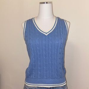 Baby Blue & White Knit Sweater Vest